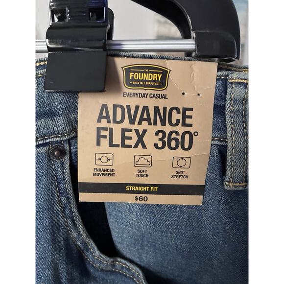 The Foundry Supply Co. flex dark blue denim jeans straight leg men size 46x32 - Picture 3 of 4